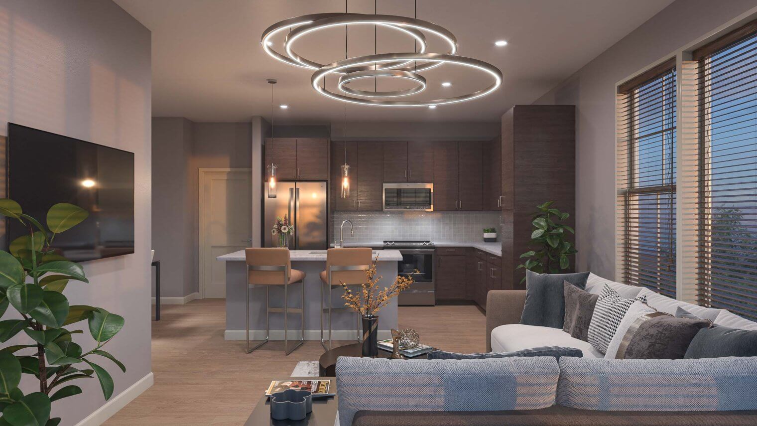 living area at bartley lofts apartments in huntsville al